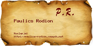 Paulics Rodion névjegykártya